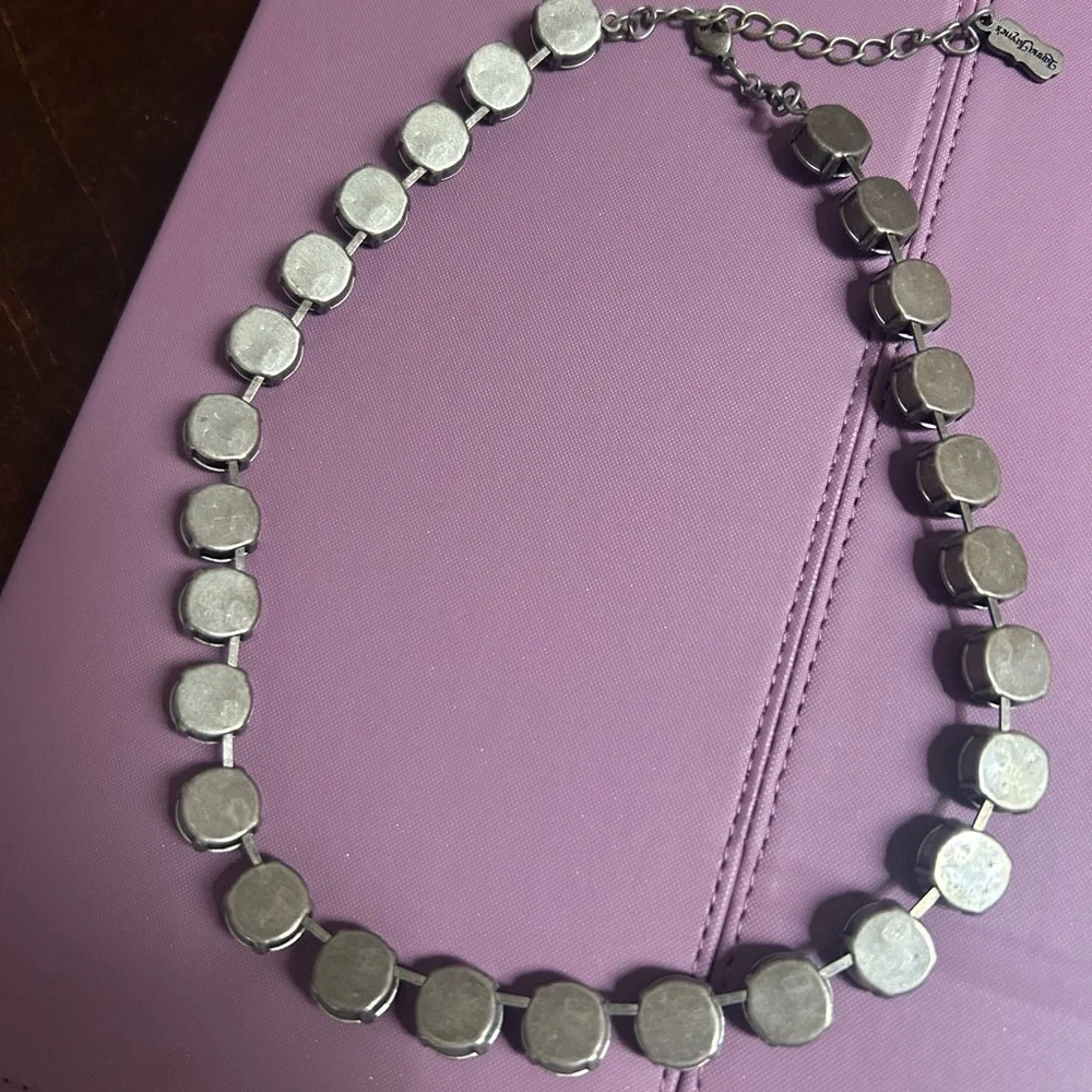 Necklace with blue stones, dark silver color metal setting. 18-19” length - Picture 3 of 7